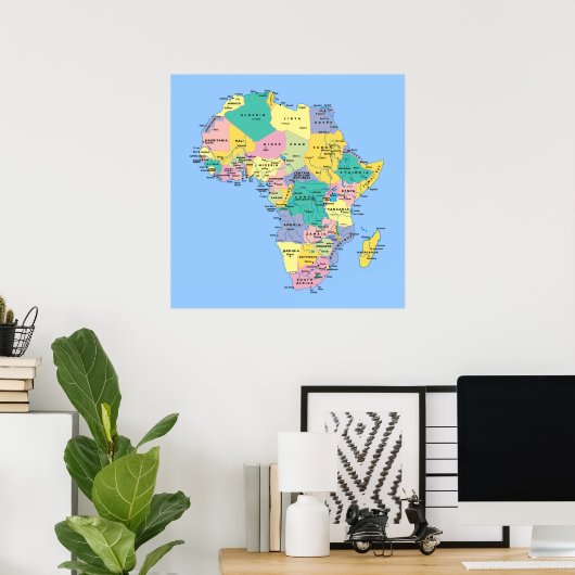 Poster Africa map (Bureau à domicile)