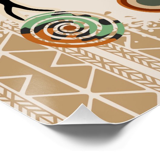 Poster Africa Map Decorative Tribal Elements Pattern (Coin)
