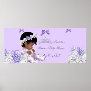 Poster Africain Américain Lavender Grey Baby shower Girl 