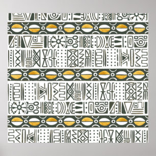 Poster Africain ethnique, aquarelle motif sans couture.