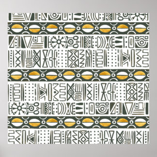 Poster Africain ethnique, aquarelle motif sans couture.