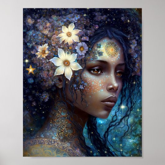 Poster African American Black Goddess Queen Imaginaire Ar (Devant)