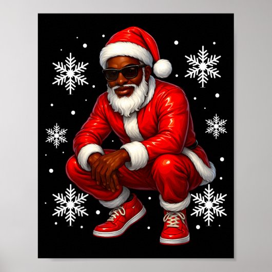 Poster African American Cool Santa Claus Christmas Pajama (Devant)