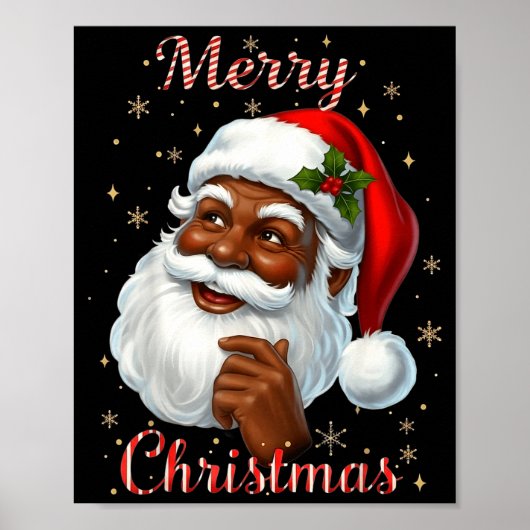 Poster African American Santa Christmas Cool Black X-mas (Devant)
