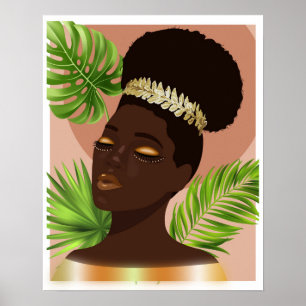 Poster African American Woman Gold illustration