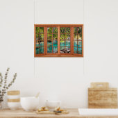 Poster African Lagoon Scenery Fake Window (Cuisine)