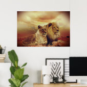 Poster African Lion And Lioness (Bureau à domicile)