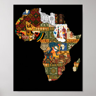 Poster African Map Black Afro Pride Africa
