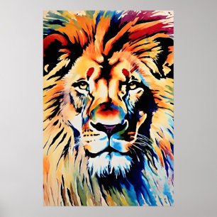 Poster African Safari Wall Art, Animal Wildlife Lion Art