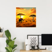 Poster African Sunset Safari Majesty Design (Bureau à domicile)