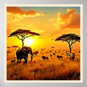 Poster African Sunset Safari Majesty Design
