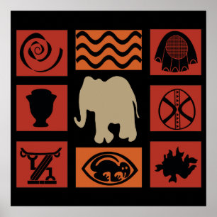 Poster african tribe elephant pattern