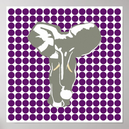 Poster African Violet Safari Dot avec Pop Art Elephant (Devant)
