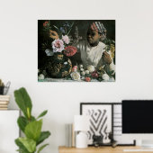 Poster African Woman Peonies par Frédéric Bazille, Fleurs (Bureau à domicile)