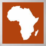 Poster Afrique Audacieuse rouge rouille<br><div class="desc">Plan de l'Afrique en blanc avec des couleurs contrastées dans la palette "Safari" d'Emporio Moffa inspirée par l'audacieuse aventure et la nature sauvage du continent.</div>