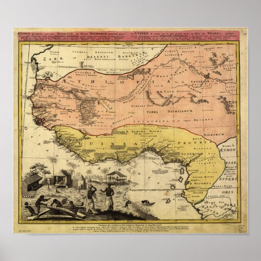 Poster Afrique de l'Ouest 1743 Antique Carte (Devant)
