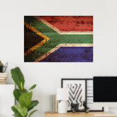 Poster Afrique du Sud drapeau sur le vieux grain de bois (Bureau à domicile)