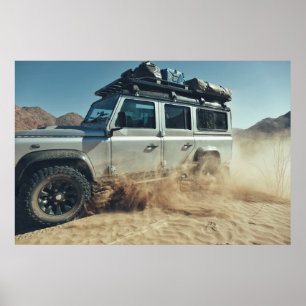 Poster Afrique Suratterrissage 4x4 Sand Dunes Road Triage