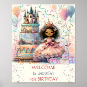 Poster Afro American princess 5th Birthday Castle cake (Devant)