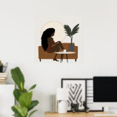 Poster Afro Black Woman Boho Abstrait Wall Art (Bureau à domicile)