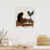 Poster Afro Black Woman Boho Abstrait Wall Art (Cuisine)