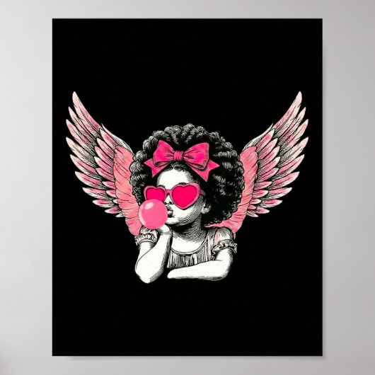 Poster Afro Cupid avec lunettes de soleil qui souffle du  (Devant)