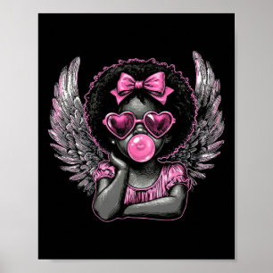 Poster Afro Cupid avec lunettes de soleil qui souffle du