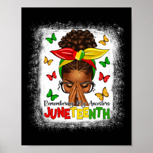 Poster Afro Girls Black Women Messy Bun Celebrate Junetee