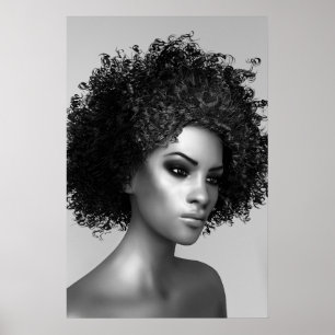 Poster Afro Hair Render 3D