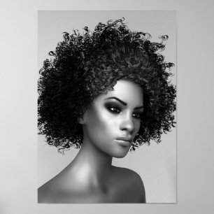 Poster Afro Hair Render 3D
