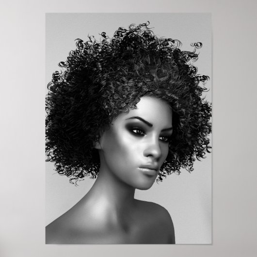 Poster Afro Hair Render 3D (Devant)