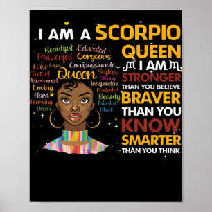Poster Afro Scorpio reine Septembre Août Virgo Zodiac