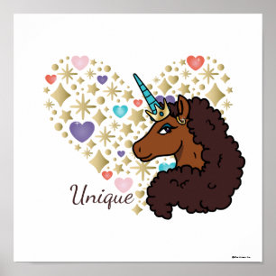 Poster Afro Unicorn Design cardiaque unique