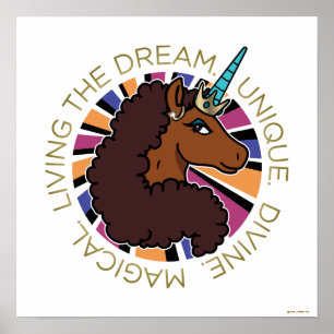 Poster Afro Unicorn Living the Dream Design
