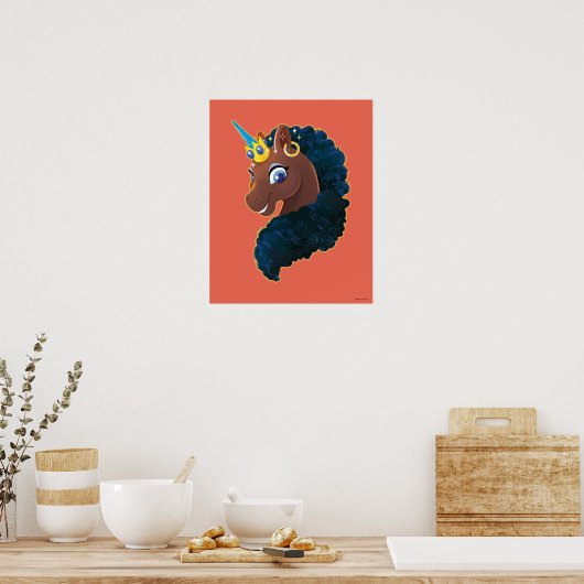 Poster Afro Unicorn | Magique (Cuisine)