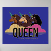 Poster Afro Unicorn Queen Trio Design (Devant)