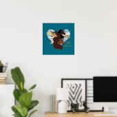 Poster Afro Unicorn Trio Coeur Design (Bureau à domicile)