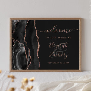 Poster Agate Black Rose Gold Dark Mariage Bienvenue