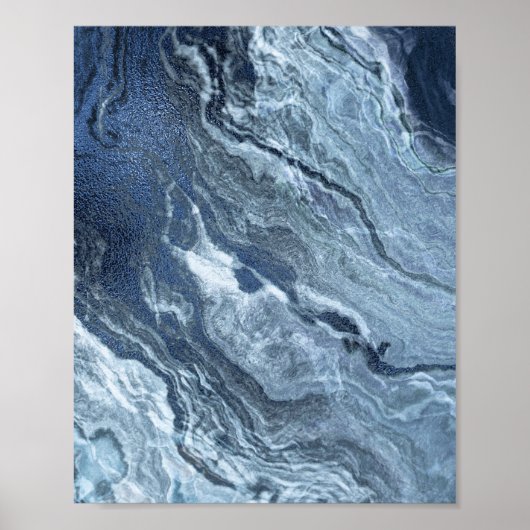 Poster Agate bleue cristallisée | Pierre marbrée en ardoi (Devant)