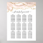 Poster Agate Blush & Gold Parties scintillant Mariage Sie (Devant)