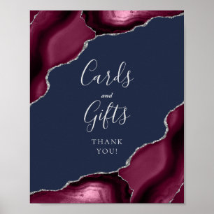 Poster Agate Burgundy Argent Marine Cartes de mariage et 