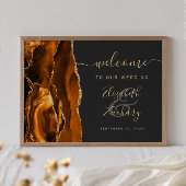 Poster Agate Burnt Orange Or foncé Mariage Bienvenue