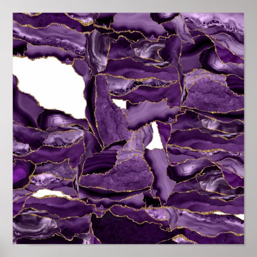 Poster Agate de Parties scintillant violet et or (Devant)