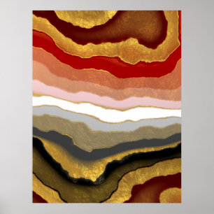 Poster Agate dorée Abstraite