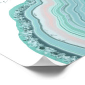 Poster Agate Geode Pailleté Fête de Mariage Turquoise ID6 (Coin)