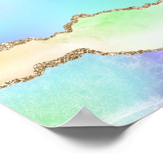 Poster Agate holographique | Iridescente Pastel Ombre Mar (Coin)
