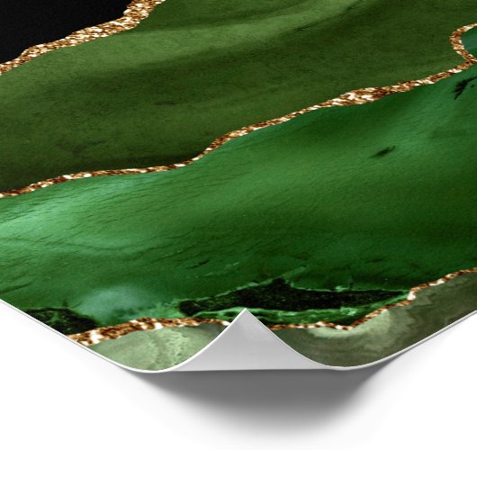 Poster Agate Marbré Vert Émeraude Contemporain (Coin)