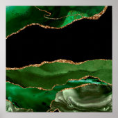 Poster Agate Marbré Vert Émeraude Contemporain (Devant)