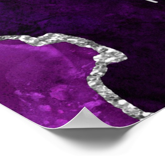Poster Agate mauve et argent Accueil d'anniversaire (Coin)