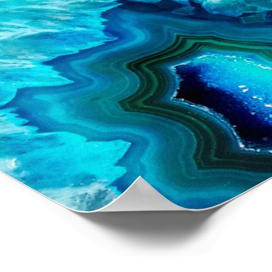 Poster Agate moderne en marbre bleu (Coin)